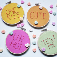 Make your own Conversation Heart Hoop Art