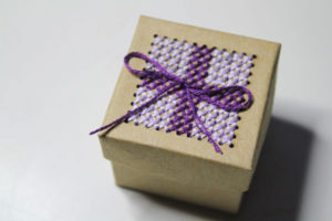 finished cross stitched box