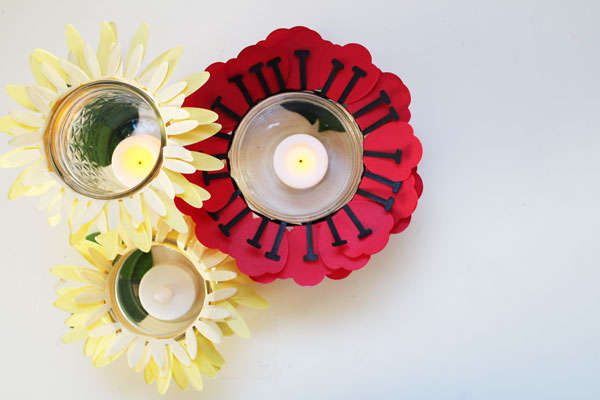 finished flower jar tea lights