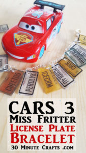 Cars 3 Craft - Miss Fritter inspired License Plate bracelet