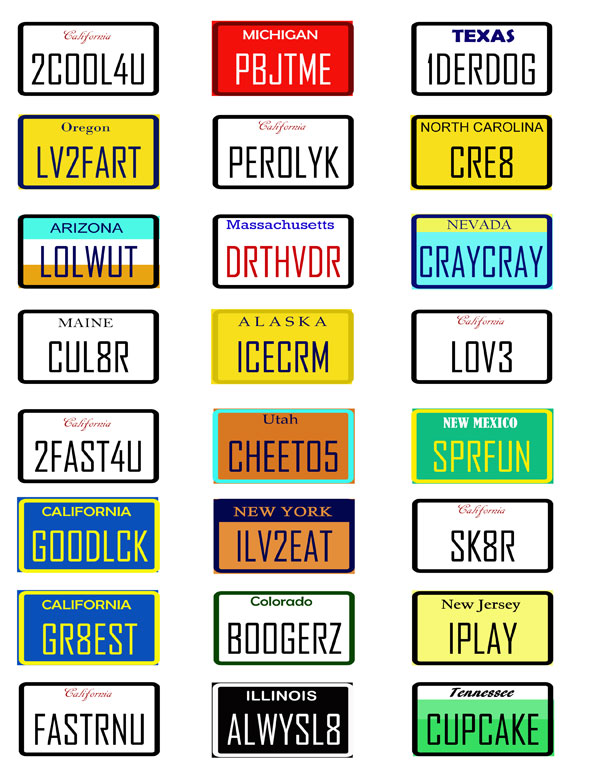 License Plates Printable