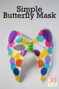 Using Mod Podge and tissue paper, make this beautiful butterfly mask.