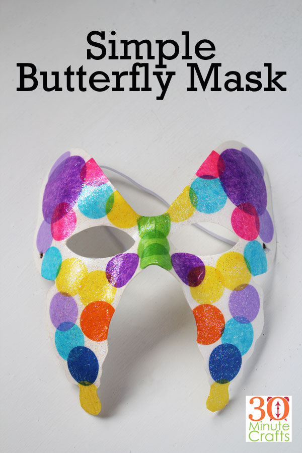 Using Mod Podge and tissue paper, make this beautiful butterfly mask.