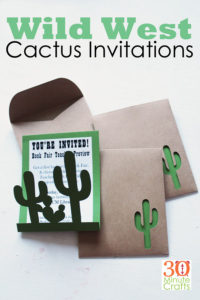 Wild West Cactus Invitiations - Cricut Cut file and full instructions for making the cards and peekaboo envelope!