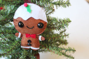 Hang up your adorable felt gingerbread man ornament