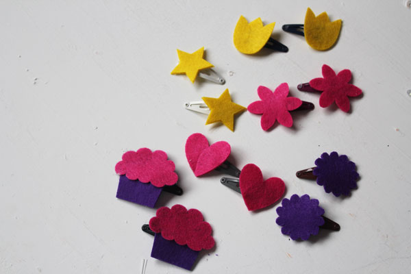 make your own felt hairclips