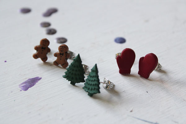 finished Holiday Earring Craft