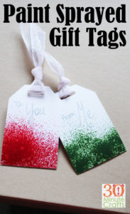Paint Sprayed Gift Tags - these DIY Gift Tags are simple to make, and add some great color to a simply wrapped gift!