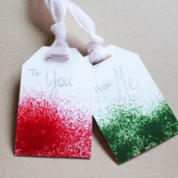 finished DIY Gift Tags - Paint Sprayed Gift Tags