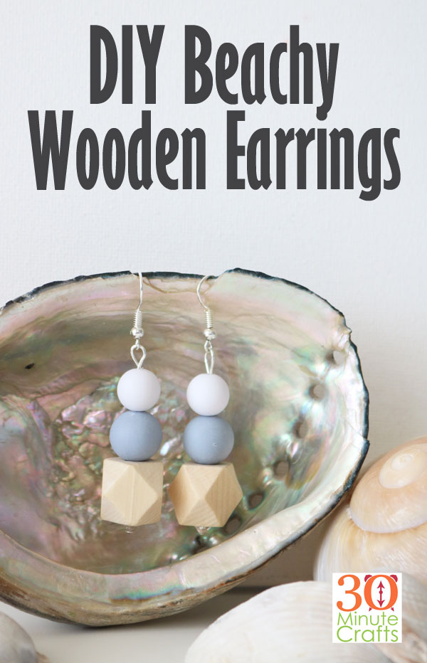 DIY Beachy Wooden Earrings - make your own wood bead earrings! These fun wood bead earrings have a great beach vibe - perfect for summer!