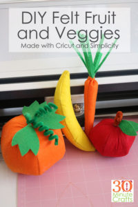 DIY Felt Fruit and Veggies made with the Cricut Maker and Simplicity Patterns. Follow along to learn how easy it is to make these fun patterns!