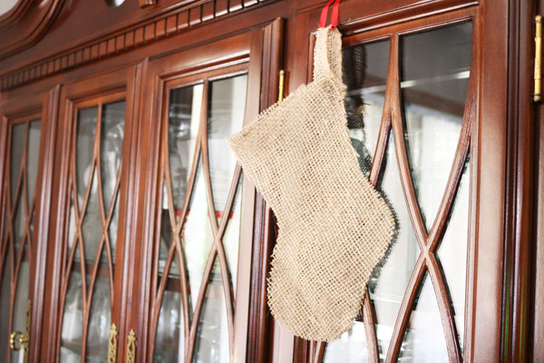 finished burlap stocking