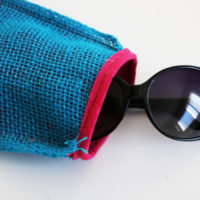 finished burlap sunglasses case