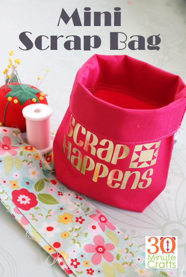 mini scrap bag made even cuter with a custom foil iron-on cut on the Cricut. Free Cut File available!