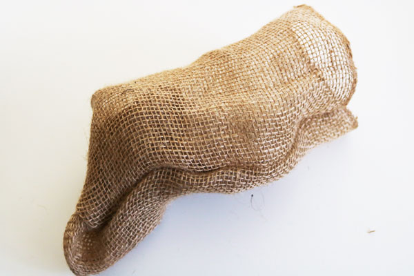 turn burlap wine bag right side out