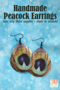 Handmade Peacock earrings that just take 3 supplies and a few seconds to make!
