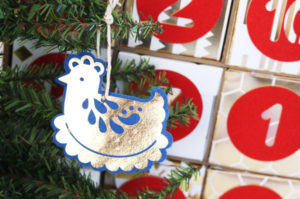 finished french hen ornament