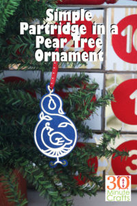 simple partridge in a Pear Tree ornament for the 12 Days of Christmas