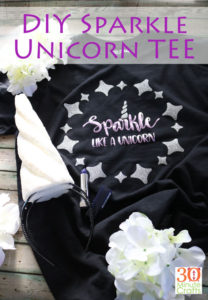 DIY Sparkle Unicorn Tee with extra glitter sparkles at 30 Minute Crafts .com